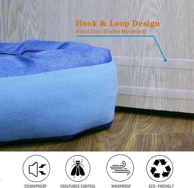 TORRAMI 38" Door Draft Stopper Under Bottom Insulation Noise Air Stopper 2.3LB,Draft Guard Seal for Doors and Windows - Blue Triangle
