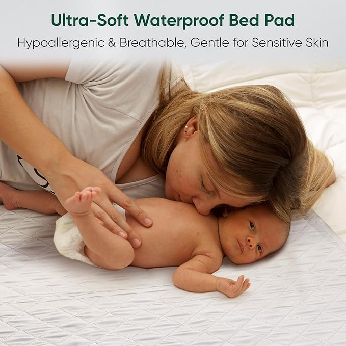 Bed Pads Washable Waterproof, Full (54" x 36", Pack of 2) Incontinence Bed Pads & Pee Pads, Perfect for Kids, Adults and Elderly