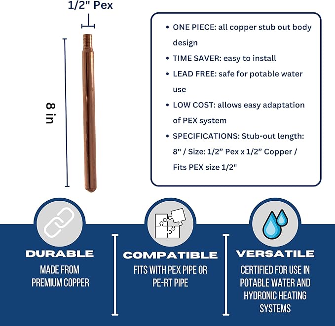 XFITTING 1/2 in x 8 in Pex Stub Out Straight, 25 Pieces