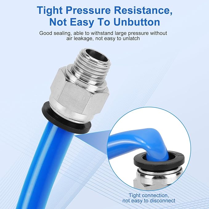 10 Pcs Push-to-Connect Fittings 1/2 Inch Tube OD x 1/4 Inch NPT Thread Pneumatic Male Straight Quick Connect Air line fittings