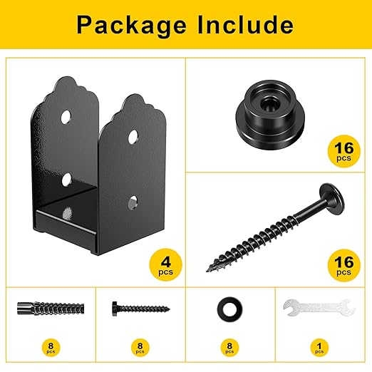 4x4 Post Base, 4Pcs Stainless Steel Adjustable Post Anchor Bracket (Internal 3.5 x 3.5), Adjustable Post Base for Pavilion Deck Porch Handrail Railing Support Decorative Anchor Plate
