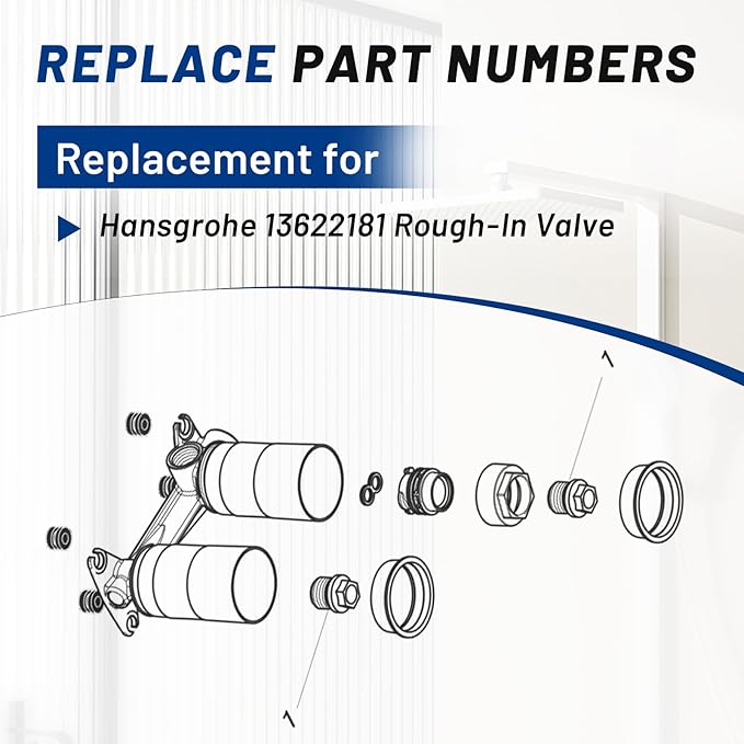 13622181 Rough-In Valve for Hansgrohe Two-Hole Wall-Mounted Faucets AXOR Starck, Citterio, Talis, Metris, PuraVida, Solid Brass Concealed Valve Replacement for Bathroom & Shower Systems
