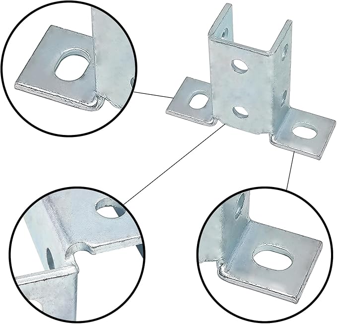 8 Hole Wing Shape 90 Degree Fitting Connector Bracket Braces Fit for 1/2" Bolt in 1 5/8" Strut Channel, 6 Pack