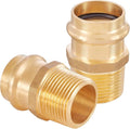 2-Pack HeSun Copper Press Fitting Adapter,1" Press X 1" Male NPT Adapter, LF Brass(PEX1807351)