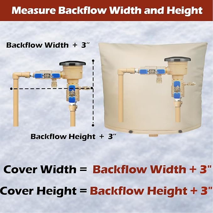 SUNICO Backflow Preventer Insulation Cover (5°F) - 5-Layer Upgrade Insulated Design Sprinkler Covers for Outside,30" W X 24" H, Backflow Insulation Cover for Sprinkler Valve,Winter Freeze Protection