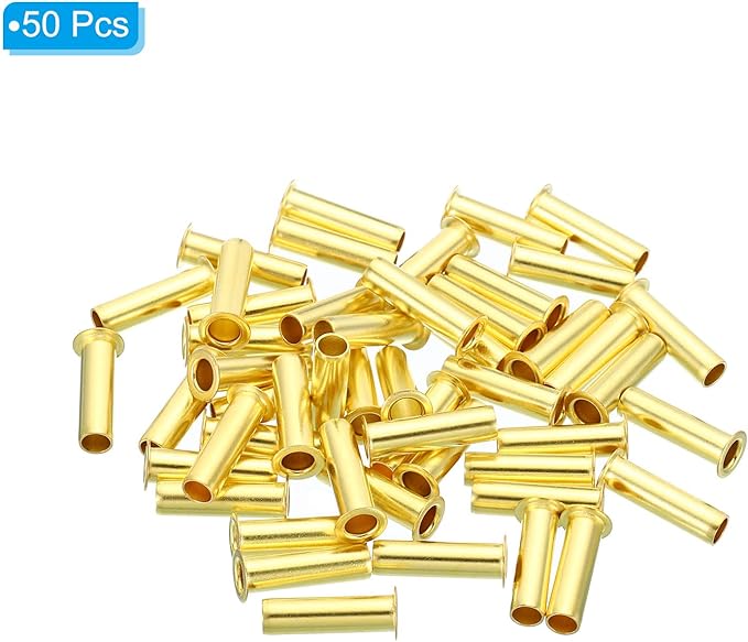 PATIKIL 4mm Tube OD Brass Compression Insert, 50 Pack Insert Tube Support Compression Sleeve Fitting Assortment Kit for Air Water Gas Hose