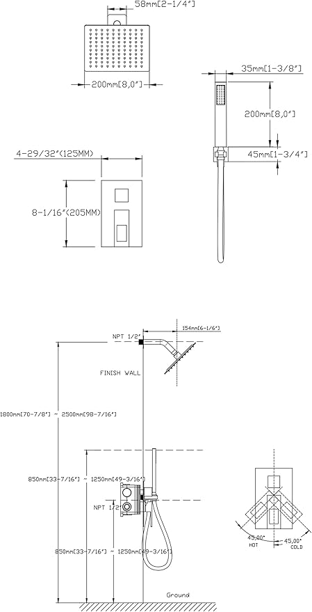 SUMERAIN Shower Faucet Brushed Nickel,Rough-in Valve Included and Complete Metal Components,Customized Acceptable