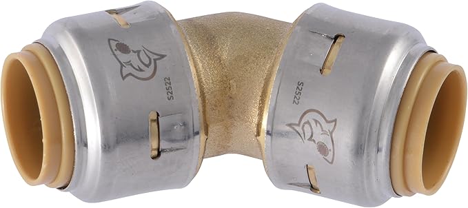 SharkBite Max 1/2 Inch 45 Degree Elbow, Push to Connect Brass Plumbing Fitting, PEX Pipe, Copper, CPVC, PE-RT, HDPE, UR648A