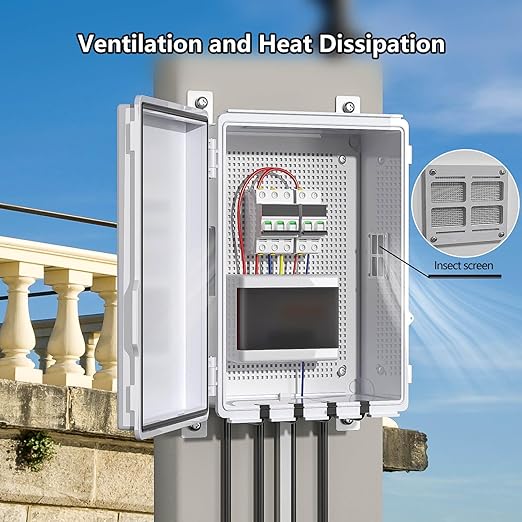 ABS Electrical Junction Box, Ventilated Design, Cable Grommets, IP65 Waterproof Enclosure, Indoor/Outdoor Use with Mounting Panel. (Grey Cover, 15.5"x11.5"x6.2")