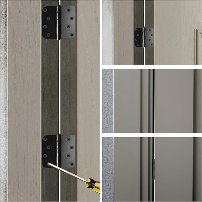 3 Pack Ball Bearing Door Hinges, 4 Inch x 4 Inch Heavy Duty Stainless Steel Door Hinges with Square & 5/8'' Round Radius Corner for Exterior & Interior Doors, Black