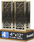 4x12 Inches 4 Pack Heavy Duty Walkable Floor Register Easy Adjust Air Supply Lever Floor Vents - Brooklyn Design - Vent Cover for Home Floor - Antique Brass
