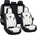 Car Seat Covers for Jaguar E-PACE 2018-2024,Breathable Nappa Leather Car Seat Protector,Full Seat Cover Automotive Seat Cushion with Airbag Compatible(5 Seats,Black-White)