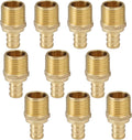 10-Pack HeSun PEX Fittings, 3/4" PEX x 3/4" Male NPT, 3/4 Inch Brass Crimp Male Adapter Fitting, ASTM F1807(PEX1807021)