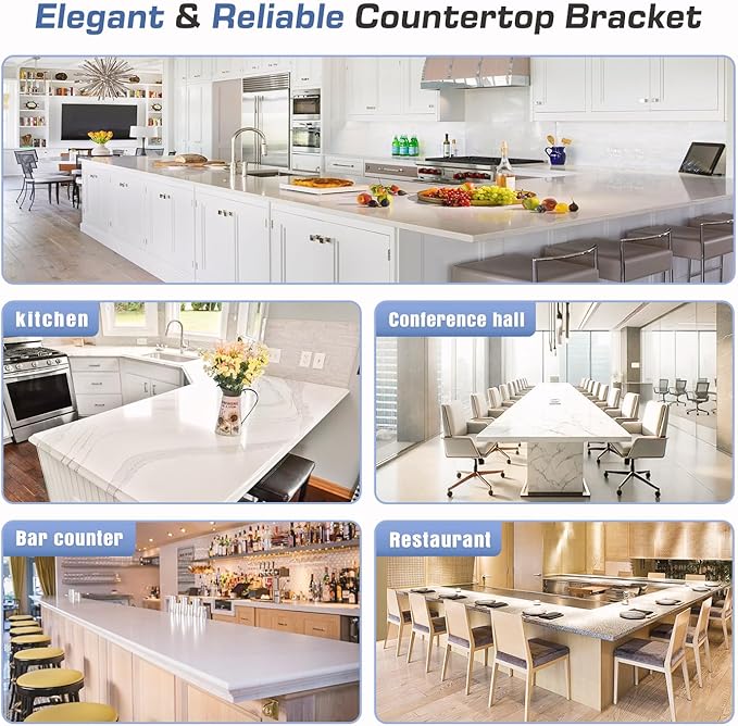 Countertop Support Brackets Heavy Duty 4 Pack 1/4" Thick 14 Inch Flat Hidden Knee Wall Countertop Bracket for Granite Quartz Wood Concret Countertops Screws Included