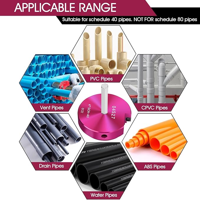 PVC Pipe Reamer for 4 Inch I.D. SCH.40 PVC Pipes, Fitting Saver with 3/8-Inch Hex Shaft,Socket Saver Plastic Pipe Fitting Reamer Tool for Plumbing Sch.40 Socket Hub Coupling Removing