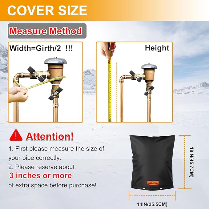 Backflow Preventer Cover Insulated (5°F) with Thick 7 Layers Fabric, 14" W x 18" H Backflow Cover with Aluminum Foil Layer for Winter Pipe Freeze Protection, Backflow Insulation Cover