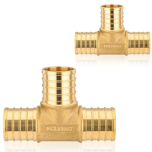50-Pack HeSun PEX Fittings, 1"x1"x1" Pex Tee, Brass Crimp Fitting for ASTM F1807(PEX1807074-50)