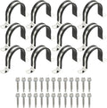 PATIKIL 12Pcs Pipe Clamps, 2-3/8 Inch 304 Stainless Steel Rubber Cushioned U Bracket Conduit Clamps Pipe Strap Wire Clips with Hexagonal Screw for Tube Hose Cord Installation, 60mm
