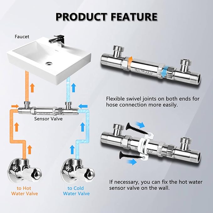 Hot Water Recirculating Valve Bridge for Hot Water Recirculation System Thermal Bridge Valve 304 Stainless Steel Directly Replace Old Plastic Model, Replace #367010 595926 596816 500805
