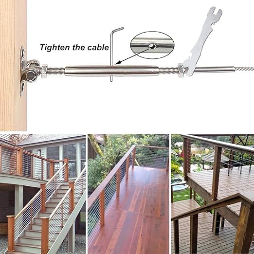 Stainless Steel Cable Railing System Kit,12 Pairs Adjustable Angle Cable Railing Hardware Kit,for 3/16 Cable Railing System,T316 Marine Grade