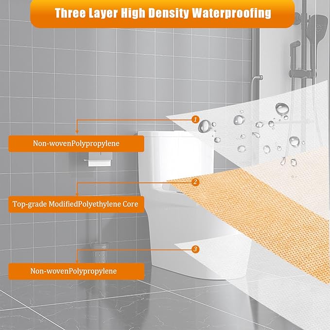5" x 120ft Waterproof Membrane Band Roll 22Mils Thick Shower Waterproofing Tape for Tile Underlayment Uncoupling Membrane for Bathroom, Shower, Sauna & Steam Room for Wall & Floor Installation