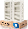 4" x 12" Floor Register Vent Covers 6-Pack, Walkable Powder-Coated Metal Vent Covers with Adjustable Airflow, Curved Safe Edges for Floor/Wall, White