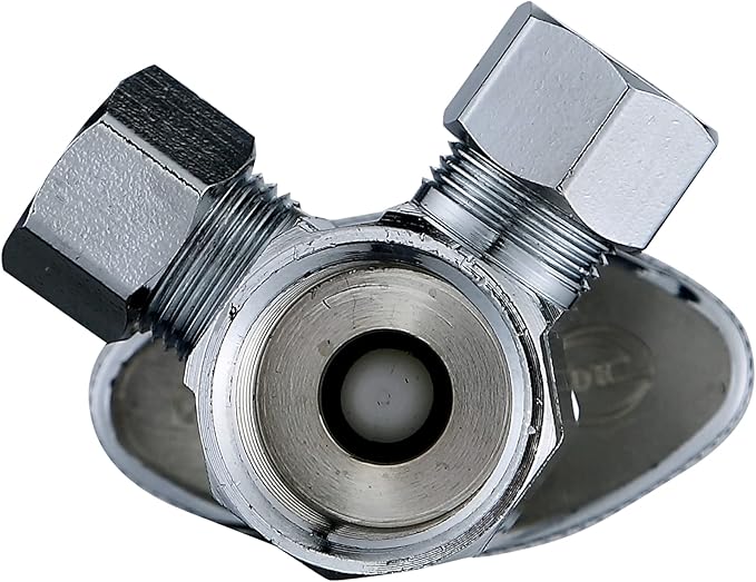 (2-Pack) Cyrret Angle Stop Valve 3-Way 1/2" FIP x 3/8" Compression x 3/8"Compression Multi-turn Dual Outlet Angle Stop Water Faucet Toilet Shut off Valve