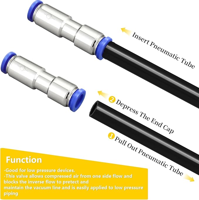 Metalwork Nickel Plated Brass & Plastic Push to Connect Inline Check Valve Union Fitting, 12mm Tube OD (Pack of 2)