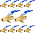 10-Pack Foskan 3/4" Brass PEX Expansion Drop Ear Ball Valve with Blue Handle, Full Port Shut-off Valve for Hot and Cold Water Distribution