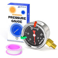 MEANLIN MEASURE 0~100Psi Black Stainless Steel Pressure Gauge, Glycerin Filled 1/8" NPT 1.5" FACE DIAL, Liquid Filled Pressure Gauge WOG Water Oil Air Lower Mount (with 2PCS Snaps)