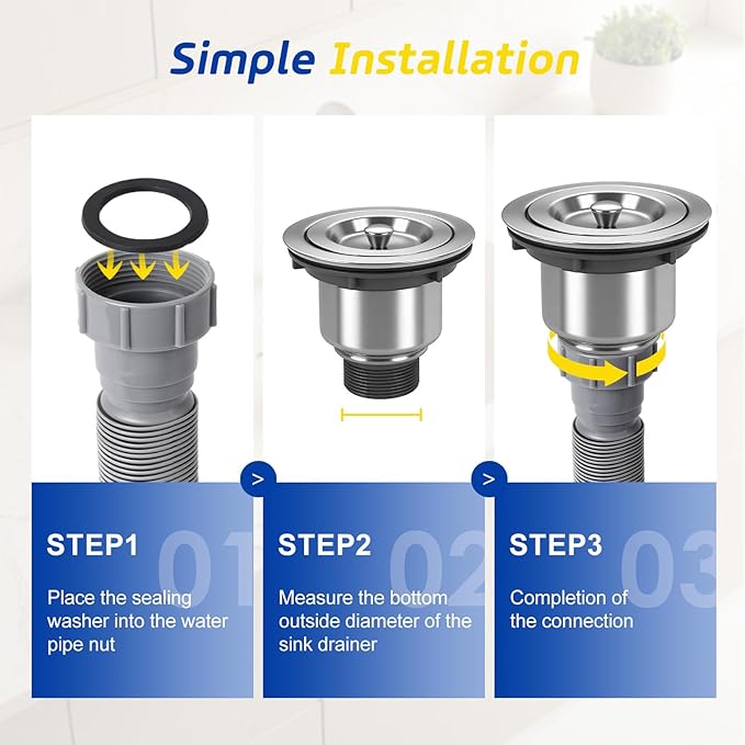 Sink Drain Pipe Kit - Expandable Flexible P-Trap for 1 1/2" or 1 1/4" Drains, Complete with Connectors and Adapter, Adjustable Installation, Ideal for Kitchen, Bathroom(Grey)