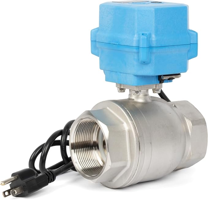 U.S. Solid 2" Motorized Ball Valve with US Plug 110VAC 304 Stainless Steel Electrical Ball Valve, Auto Return, Normally Closed, NSF Certified, IP67