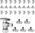 30-Pack Foskan Compression Angle Stop Valve,1/4 Turn Shut Off Valve 1/2" NOM (5/8" OD) x 3/8" OD,Chrome Plated Brass