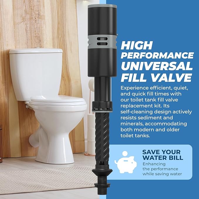 Ravine High Performance Universal Toilet Fill Valve Replacement Kit - Quiet & Fast Fill - Easy Install Toilet Fill Valve Replacement - Fill Valve for Toilet Tank - Toilet Float Replacement Kit