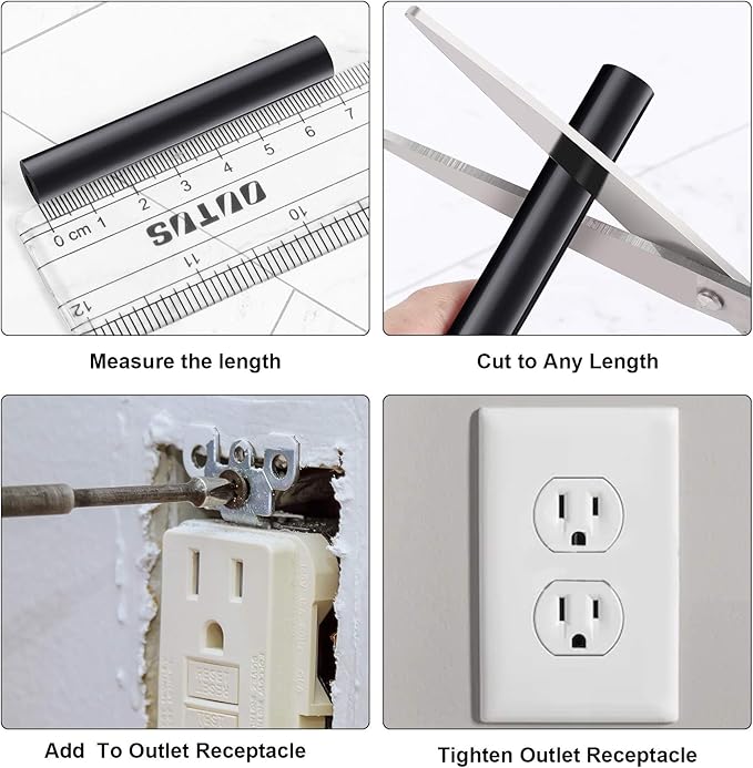 48 Pieces Electrical Outlet Spacers Extender Kit Includes 24 pcs 3 Inch Switch and 24 1-1/2 Inch 6-32 Thread Flat Head Device Mounting Extra Long Electrical Outlet Screws(Black)