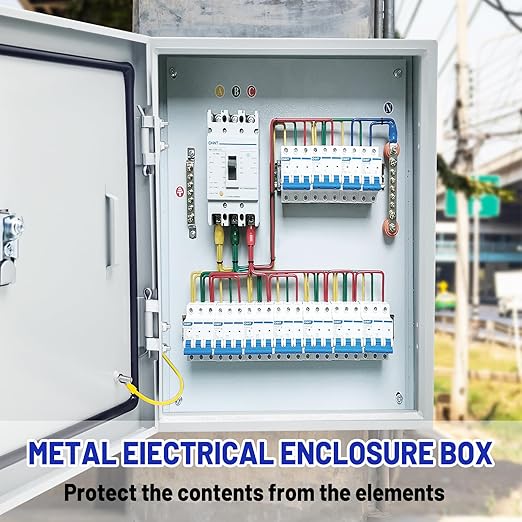 Outdoor Electrical Box 12 x 8 x 6''D NEMA 4X Enclosure Steel Box, Waterproof & Dustproof Outdoor/Indoor Lockable Electrical Junction Box, with Mounting Plate