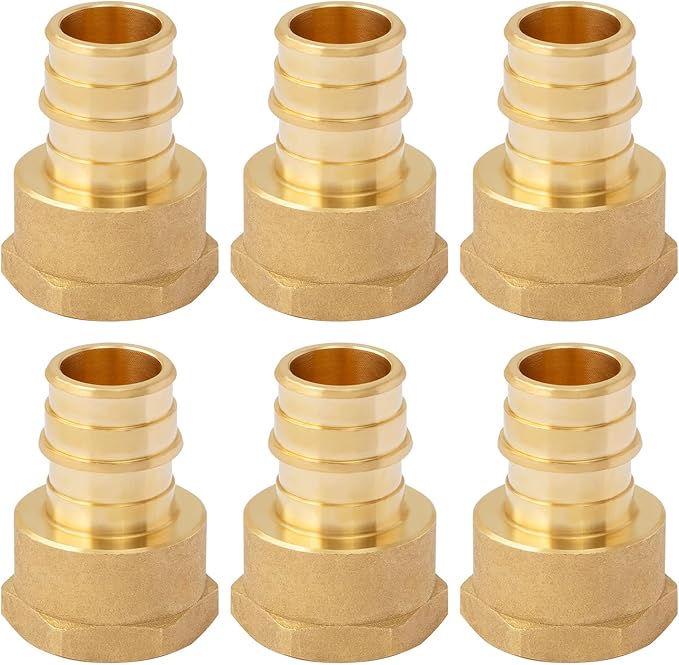 SUNGATOR 6 Pack 3/4" Pex A Expansion Female NPT Adapter Brass Fitting, No Lead Brass, ASTM F1960 ONLY For Pex-A Tubing