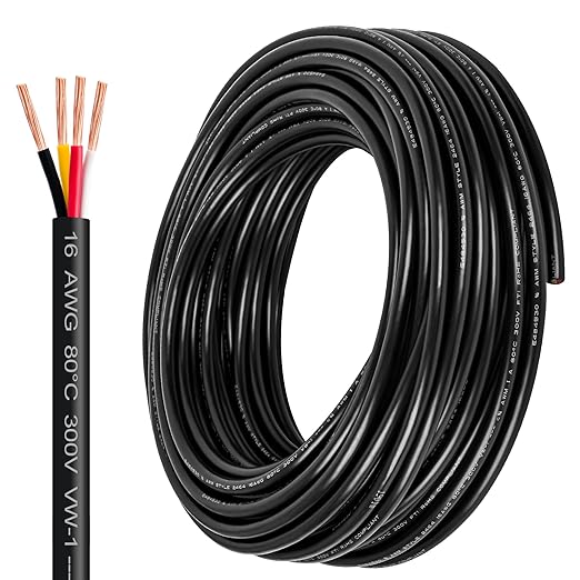 16 Gauge Wire 4 Conductor,16 AWG Electrical Wire Stranded PVC Cord Oxygen-Free Copper Cable,50FT 4 Core Pure Copper Flexible Cable Wire for LED Lamp Lighting Strips Automotive (50FT, 16AWG-4C)…