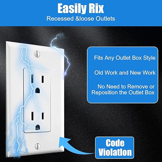 3 Pcs 1/4" Electrical Box Extenders, Single Gang Outlet Box Extender with 6 Screws, Receptacle Outlet Boxes Extenders for Electric Boxes and Electrics Outlets Switches