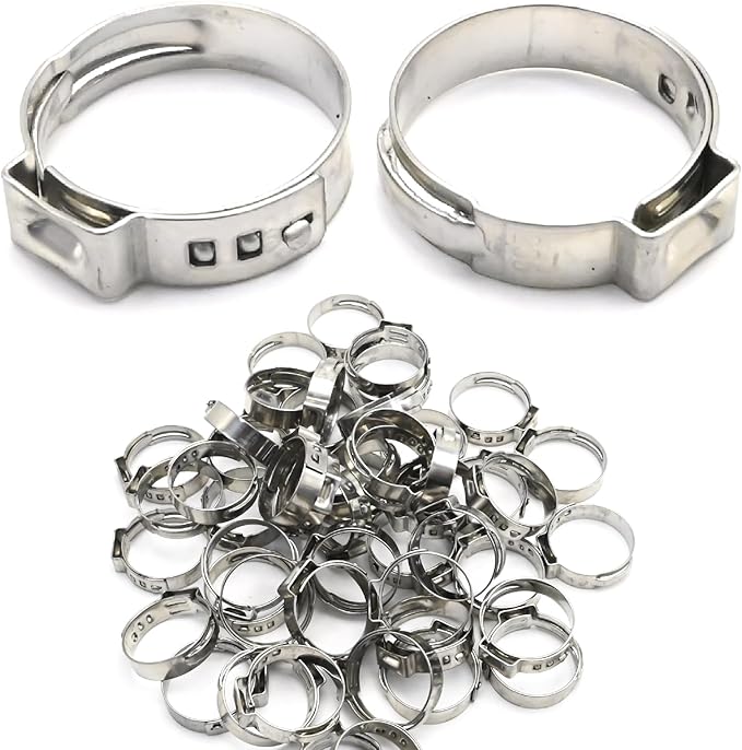 EATAKWARD 3/4 Inch Pex Crimp Ring, 50 Pack Pex Fitting Clamps Pinch Ring, 304 Stainless Steel Clamps Pinch Ring for PEX Tubing Fittings Connection