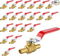 20 Pack Ball Valves, 1/2" Pex Crimp Shut Off Valve Red, Brass Full Port Pex B Shut Off Ball Valve for Hot and Cold Water, NSF/ANSI 61 Certified