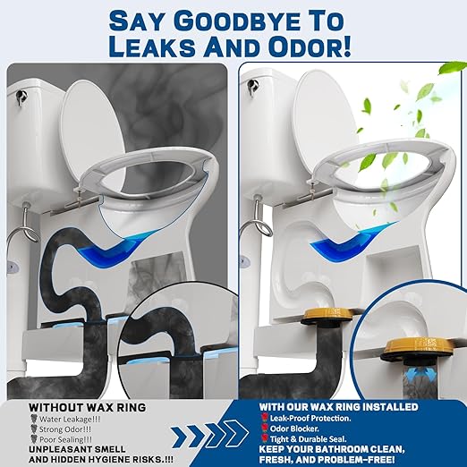 NEEXAN Extra-Thick Toilet Wax Ring Replacement Kit with Bolts & Caps, Wax Ring for Toilet Provides Waterproof & Odor-Blocking Seal, Toilet Wax Ring Compatible with 3-Inch & 4-Inch Drain Pipes