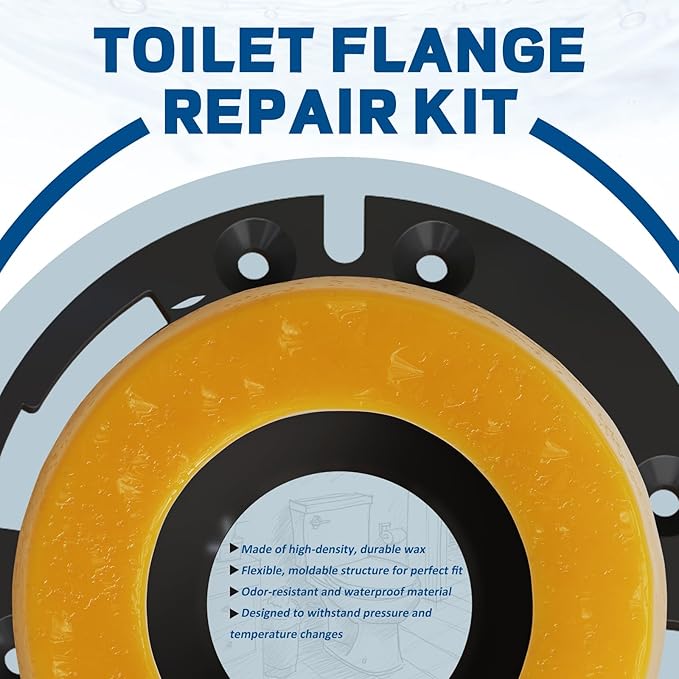NEEXAN Toilet Flange Repair Kit – Toilet Wax Ring Replacement Kit with Elastic Wax Ring, Rubber Toilet Gasket Seal Kit with Nuts, Washers & Bolt Caps