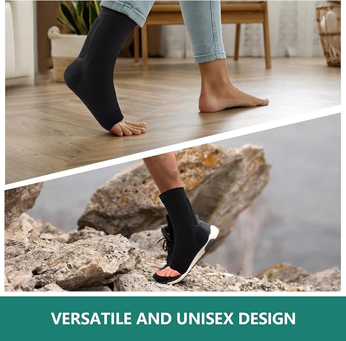 Welnove Achilles Tendonitis Heel Protector Sleeves H-Shape Achilles Tendon Support Compression Gel Padded Sleeve Socks for Cushion of Bursitis, Tendonitis, Tenderness, Dry Cracked - Regular