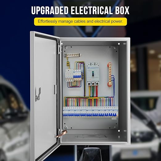 Outdoor Electrical Box,24x16x12 Steel Junction Box, NEMA 4X Electrical Enclosure Box IP66 Waterproof & Dustproof, Universal Electrical Project Box with Lock & Mounting Plate