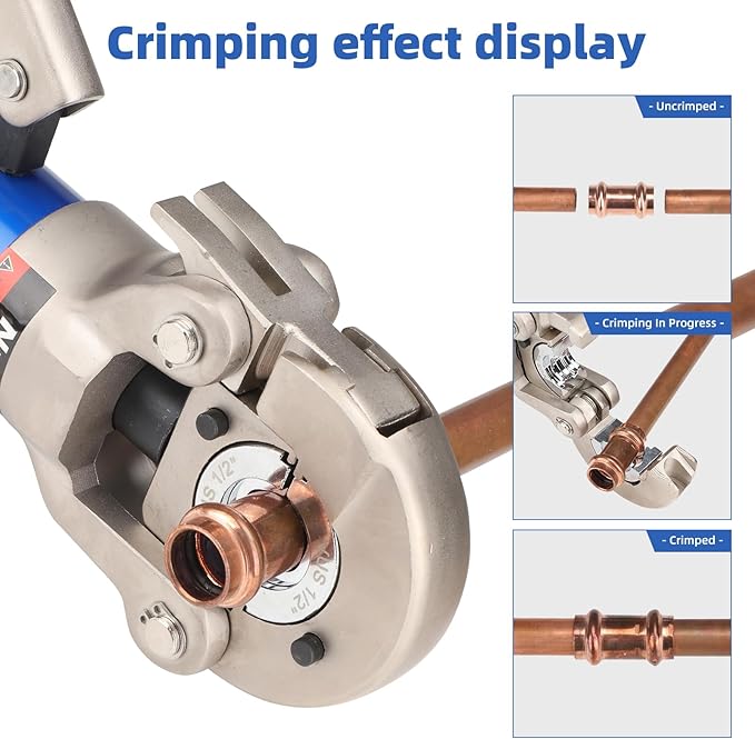 GC-1632 Hydraulic Copper Pipe Crimping Tool Kit, 6 Ton Force with 1/2" 3/4" 1" Dies, Pipe Cutter & Deburring Tool for Plumbing & HVAC
