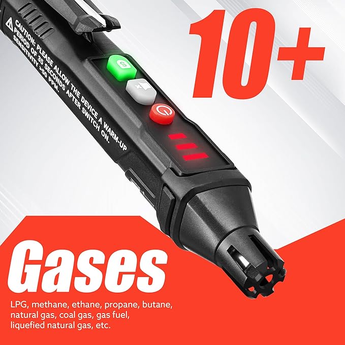 2 in 1 Gas Leak Detector, IVOLWIN Natural Gas Leak Detector with Foldable Screwdriver, Audible & Visual Alarm, Portable Gas Detector for Home Natural Gas, Methane, Propane and Combustible Gases