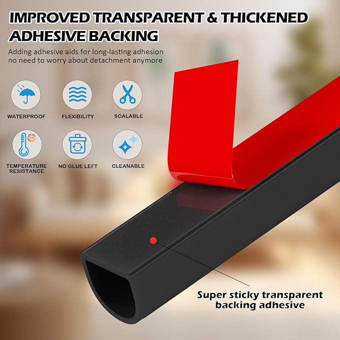 20FT Weather Stripping Door Seal - Self Adhesive Weather Insulation Strip Weatherstripping Silicone D Shaped Seal Strip Door Frame Gap Filler/Window Soundproofing