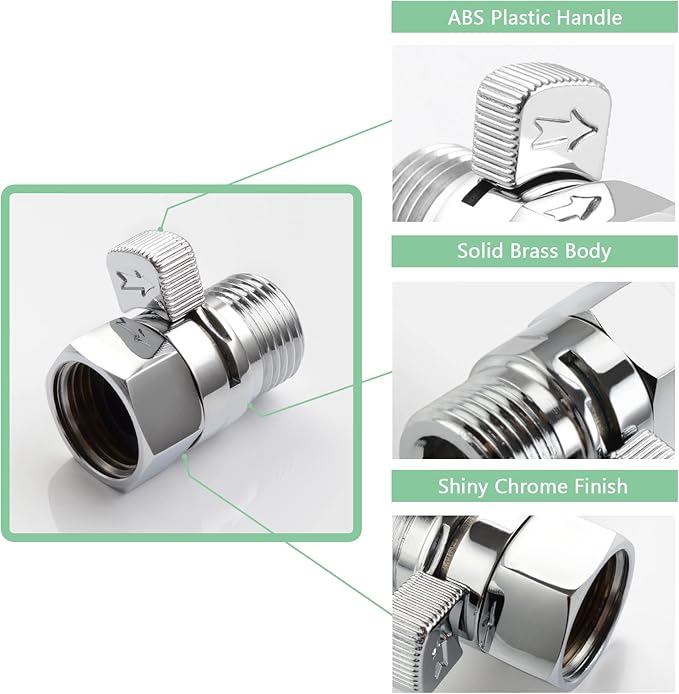 APLusee Shower Flow Control Valve, Brass Adjustable Water Flow Regulator with On Off Switch, Chrome
