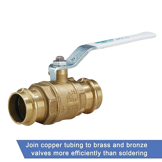 Watts LFFBV-3-PRESS-M2 Series 2" Lead-Free 2-Piece Full Port Chrome-Plated Brass Ball Valve with Integral Press Fitting End Connections for Types K, L, and M Hard Copper Tubing
